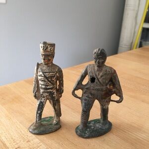 Vintage Soldier Figurines - Silver and Gray - 1920’s dime store metal